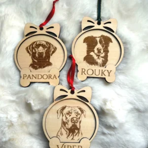 Décoration sapin Noël avec chien gravé – prénom personnalisé – souvenir fidèle compagnon