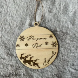 Boules de Noël en bois personnalisé / Cadeau Nounou, Famille, Amis