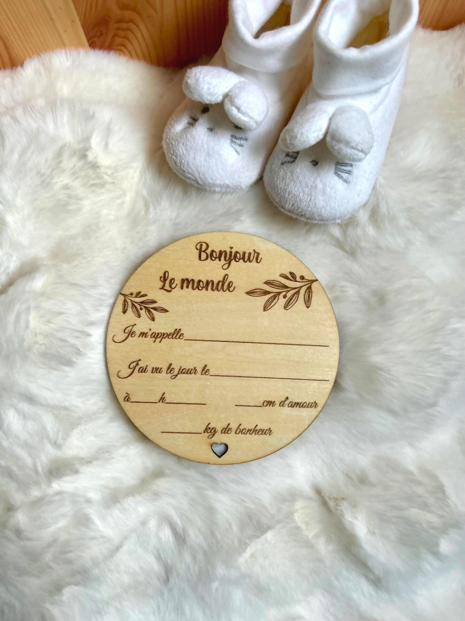 Carte de naissance en bois personnalisée – Plaque annonce bébé à compléter – Souvenir naissance – Image 3