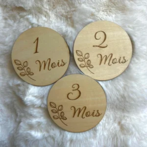 Cartes étapes bébé en bois – 10 cm – kit 13 cartes, premières fois ou set complet – cadeau naissance – milestone cards bois