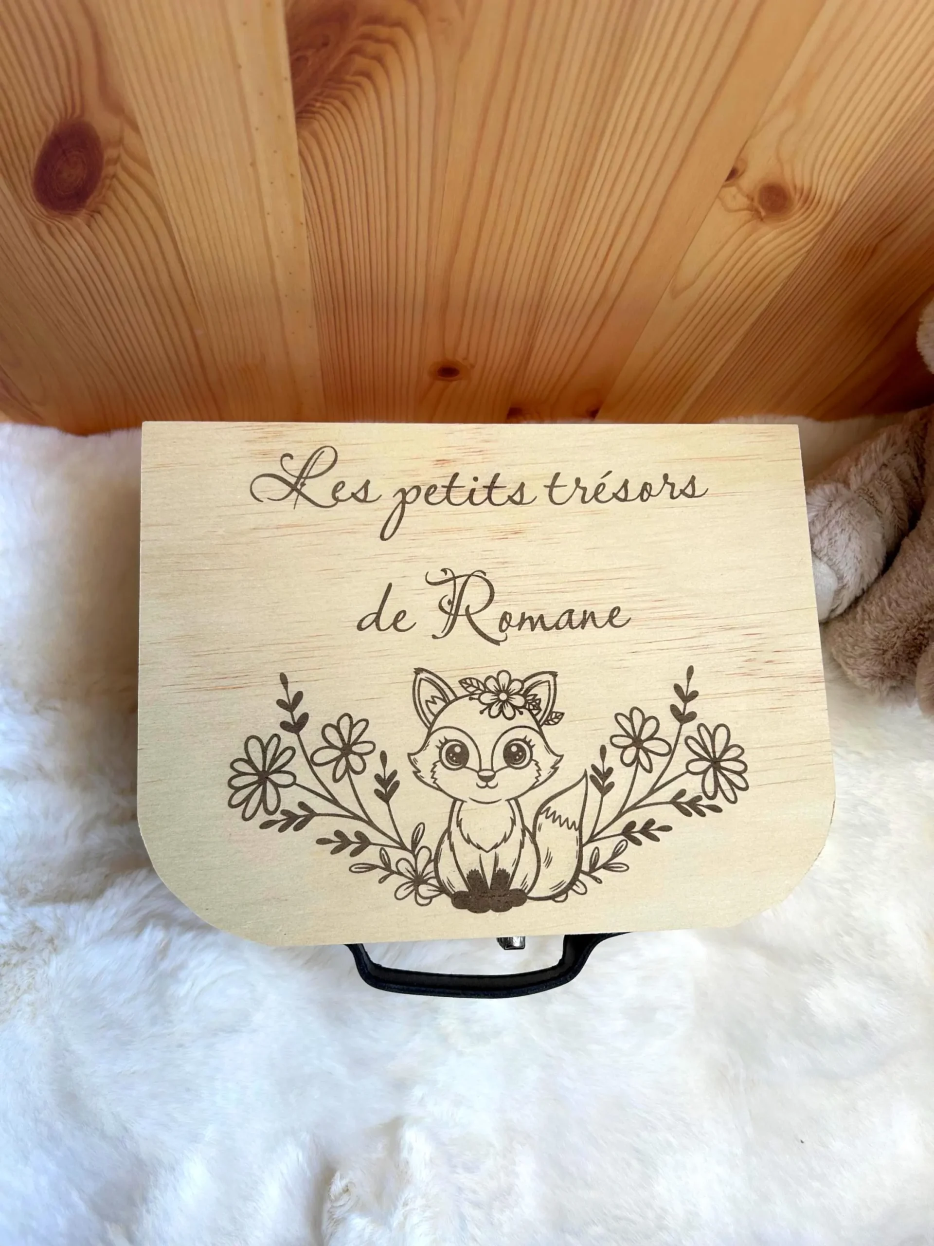 Valise à souvenirs bébé personnalisée – Renard & fleurs – Cadeau naissance, anniversaire ou baptême – Image 6